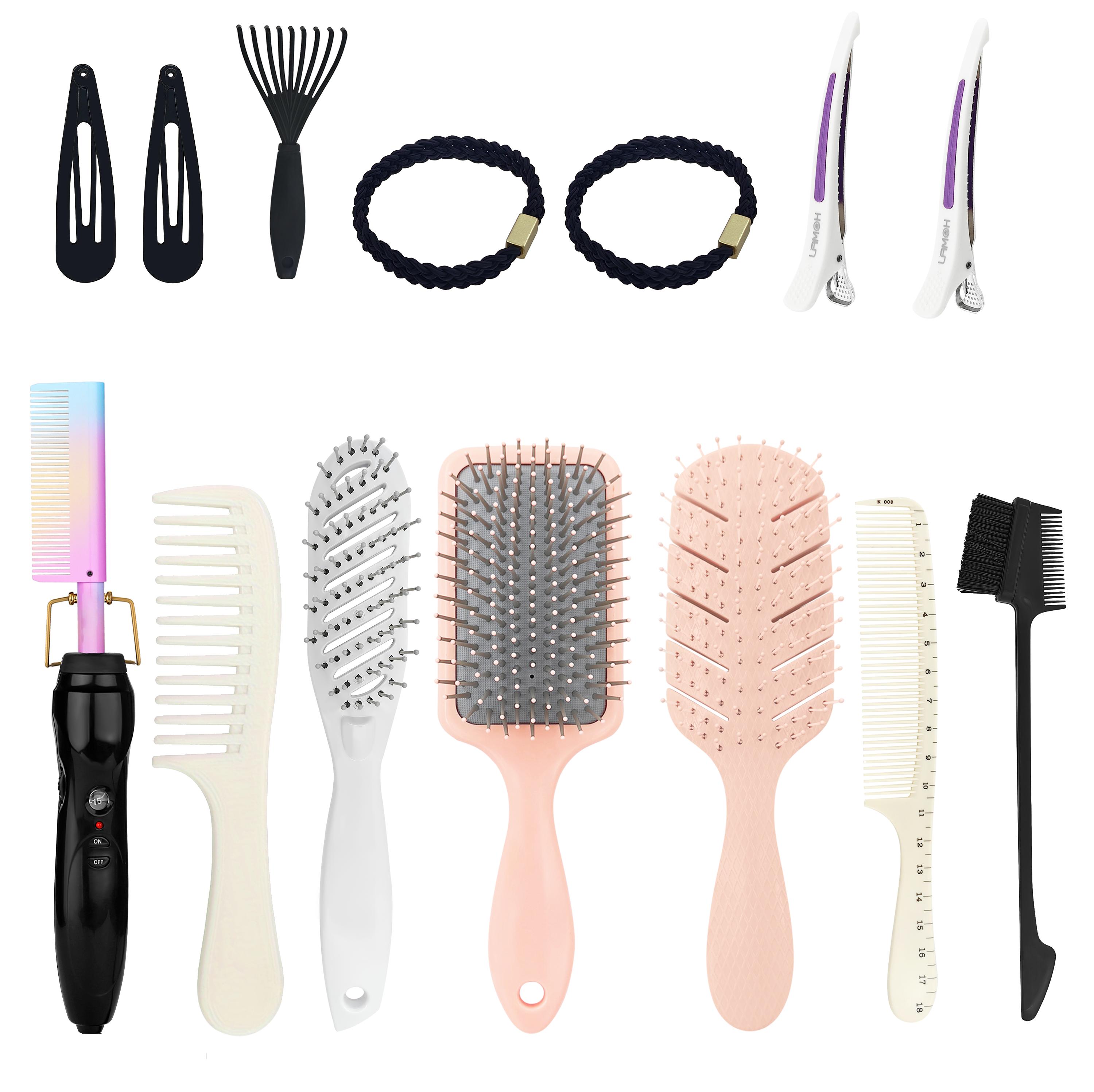 2-in-1 ABS Electric Hot Comb & Hair Straightener Brush Set with Ionic Technology Salon Quality Hair Styling Tool for Home Use